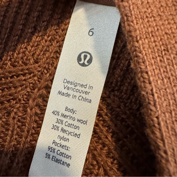 Lululemon Merino Wool-Blend Ribbed Open Front Sweater Cardigan Pockets 6 - Picture 5 of 5